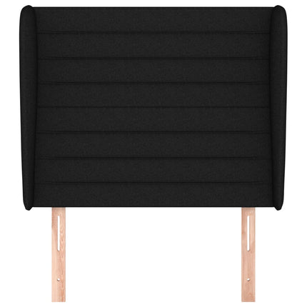sengegavl med kanter 83x23x118/128 cm stof sort