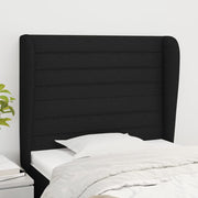 sengegavl med kanter 83x23x118/128 cm stof sort