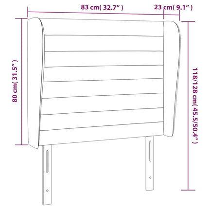 sengegavl med kanter 83x23x118/128 cm stof gråbrun