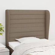 sengegavl med kanter 83x23x118/128 cm stof gråbrun
