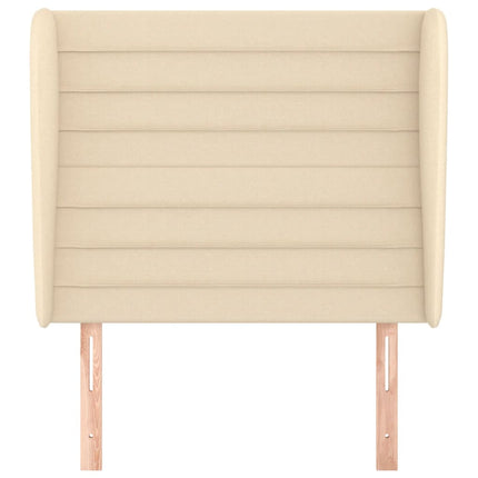 sengegavl med kanter 83x23x118/128 cm stof cremefarvet