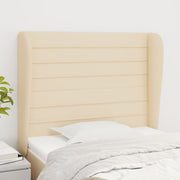 sengegavl med kanter 83x23x118/128 cm stof cremefarvet