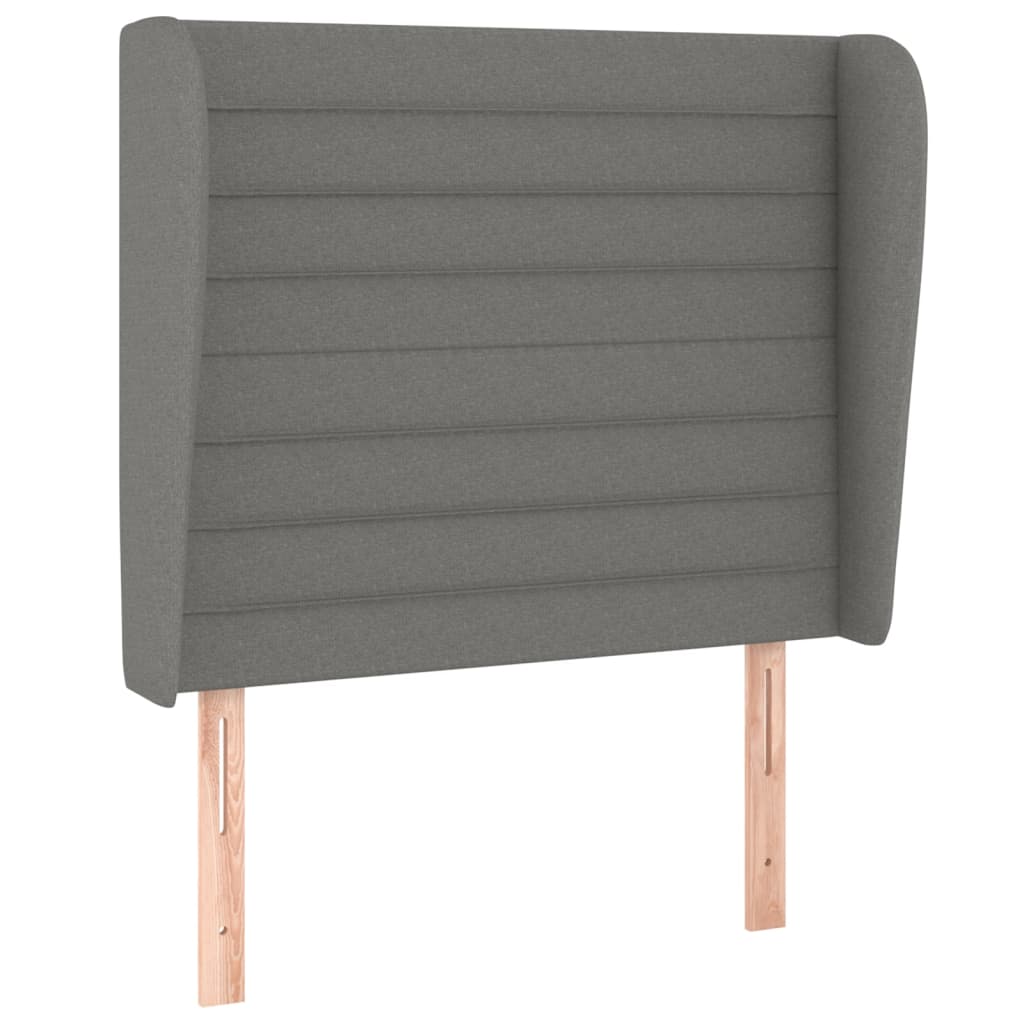 sengegavl med kanter 93x23x118/128 cm stof mørkegrå
