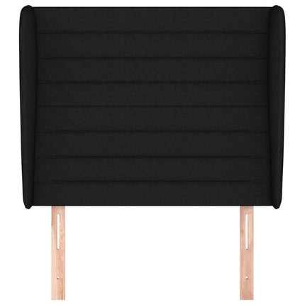 sengegavl med kanter 93x23x118/128 cm stof sort