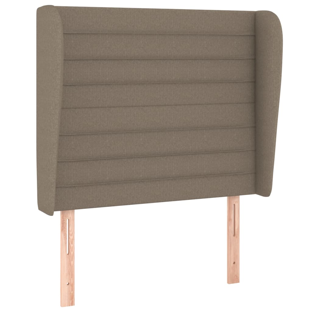 sengegavl med kanter 93x23x118/128 cm stof gråbrun