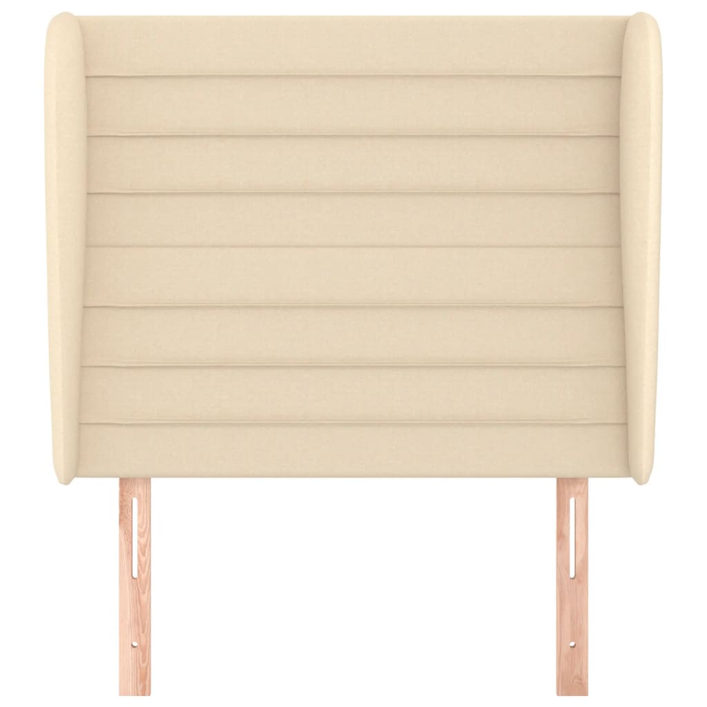 sengegavl med kanter 93x23x118/128 cm stof cremefarvet