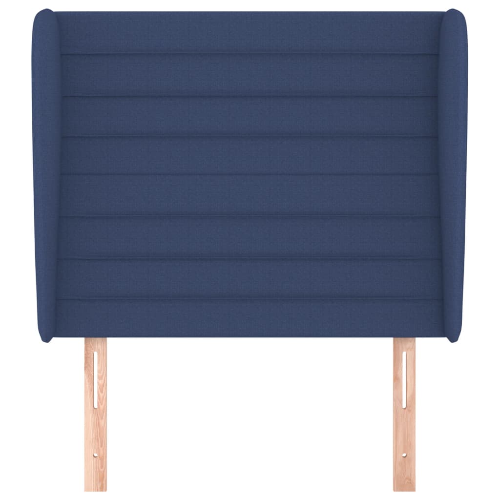 sengegavl med kanter 93x23x118/128 cm stof blå