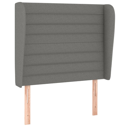sengegavl med kanter 103x23x118/128 cm stof mørkegrå