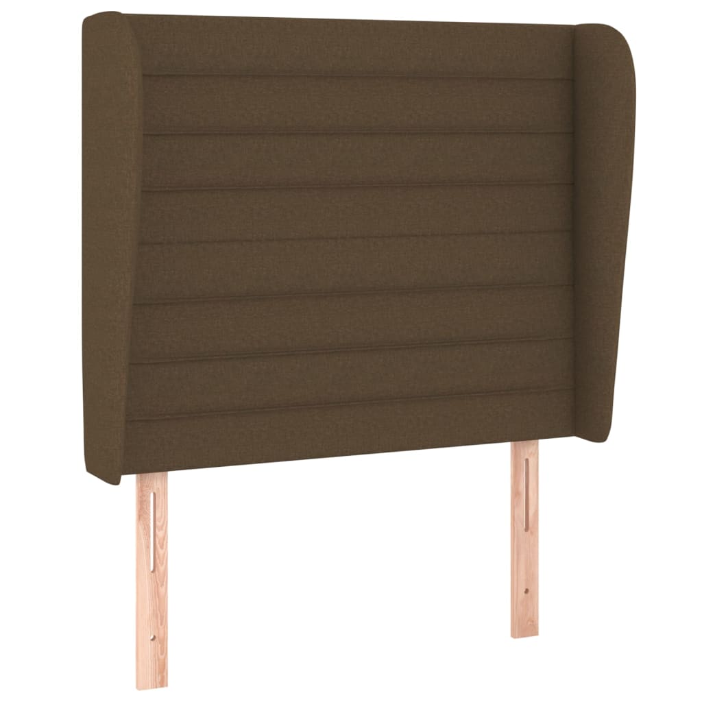 sengegavl med kanter 103x23x118/128 cm stof mørkebrun