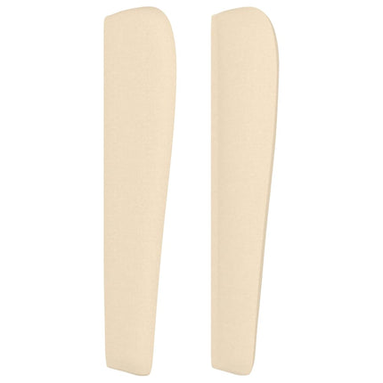 sengegavl med kanter 103x23x118/128 cm stof cremefarvet