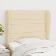 sengegavl med kanter 103x23x118/128 cm stof cremefarvet