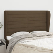 sengegavl med kanter 147x23x118/128 cm stof mørkebrun