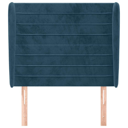 sengegavl med kanter 83x23x118/128 cm fløjl mørkeblå