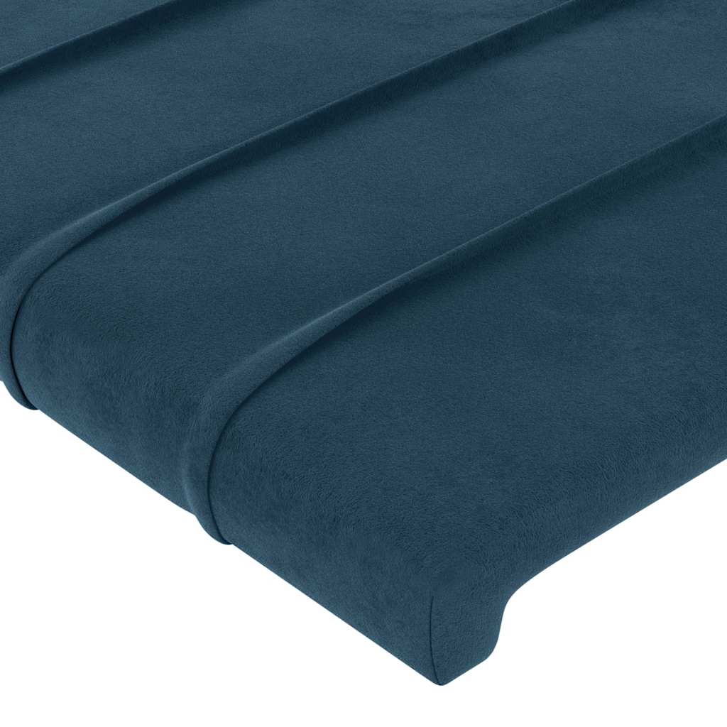 sengegavl med kanter 83x23x118/128 cm fløjl mørkeblå
