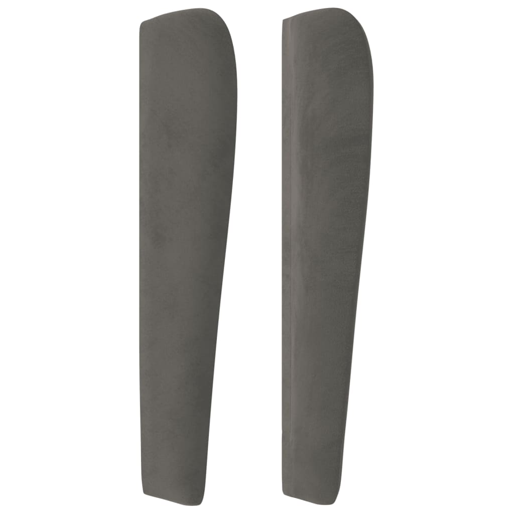 sengegavl med kanter 93x23x118/128 cm fløjl mørkegrå