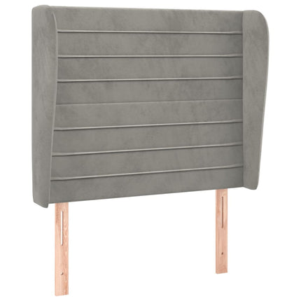 sengegavl med kanter 103x23x118/128 cm fløjl lysegrå