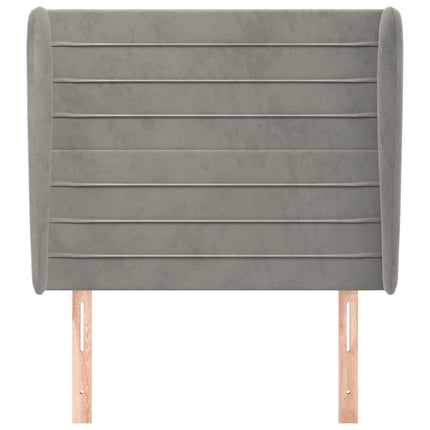 sengegavl med kanter 103x23x118/128 cm fløjl lysegrå