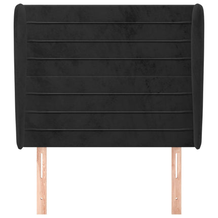 sengegavl med kanter 103x23x118/128 cm fløjl sort