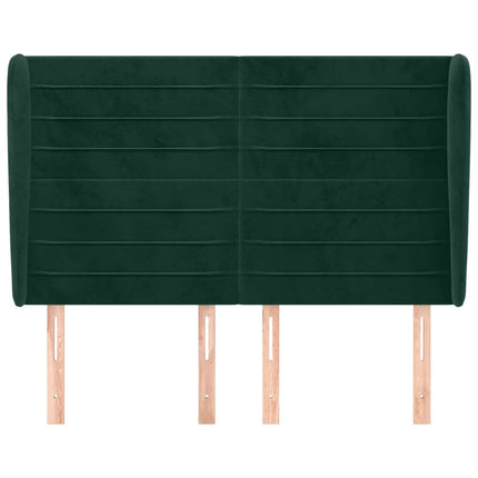 sengegavl med kanter 147x23x118/128 cm fløjl mørkegrøn