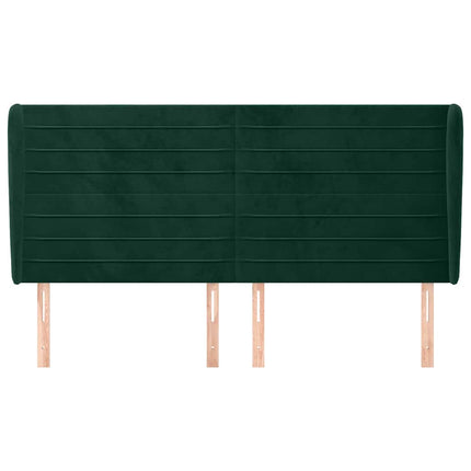 sengegavl med kanter 163x23x118/128 cm fløjl mørkegrøn