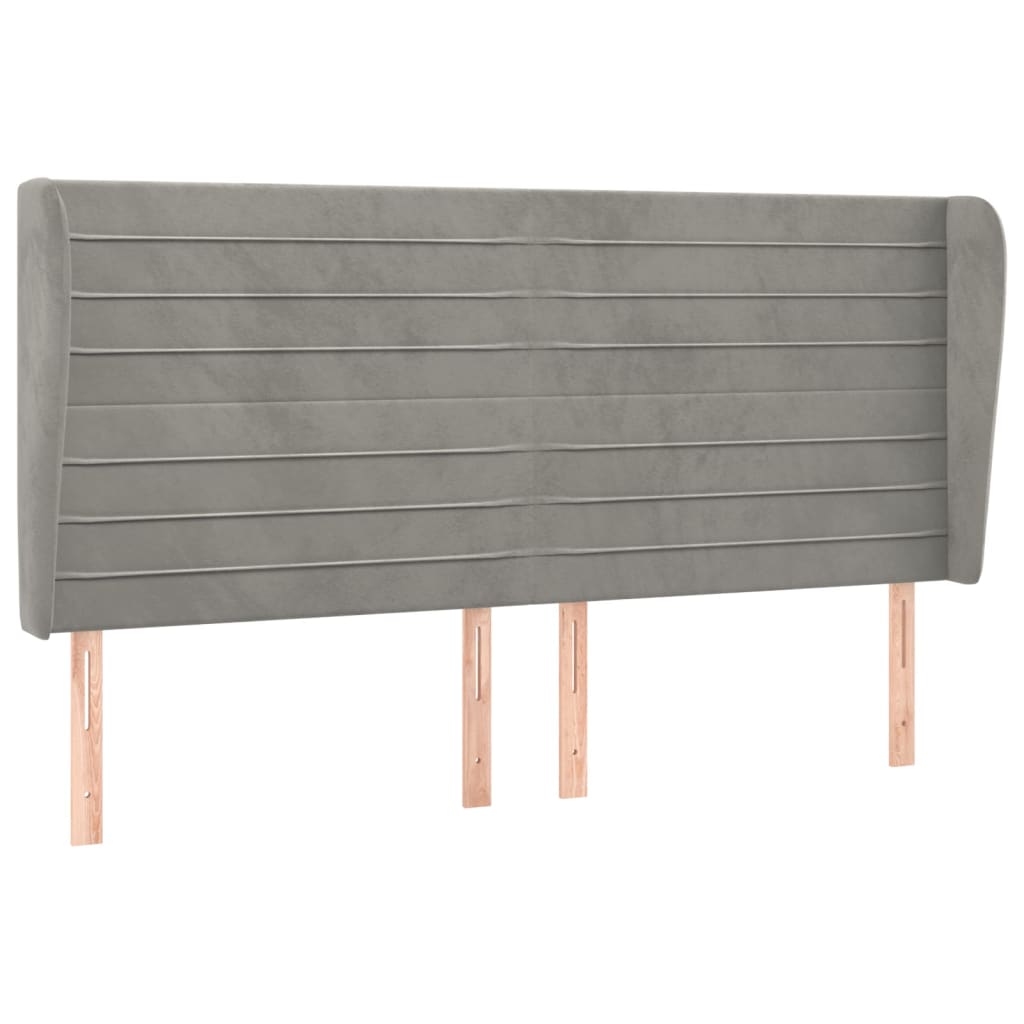 sengegavl med kanter 183x23x118/128 cm fløjl lysegrå