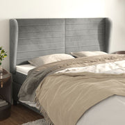 sengegavl med kanter 183x23x118/128 cm fløjl lysegrå