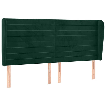 sengegavl med kanter 183x23x118/128 cm fløjl mørkegrøn