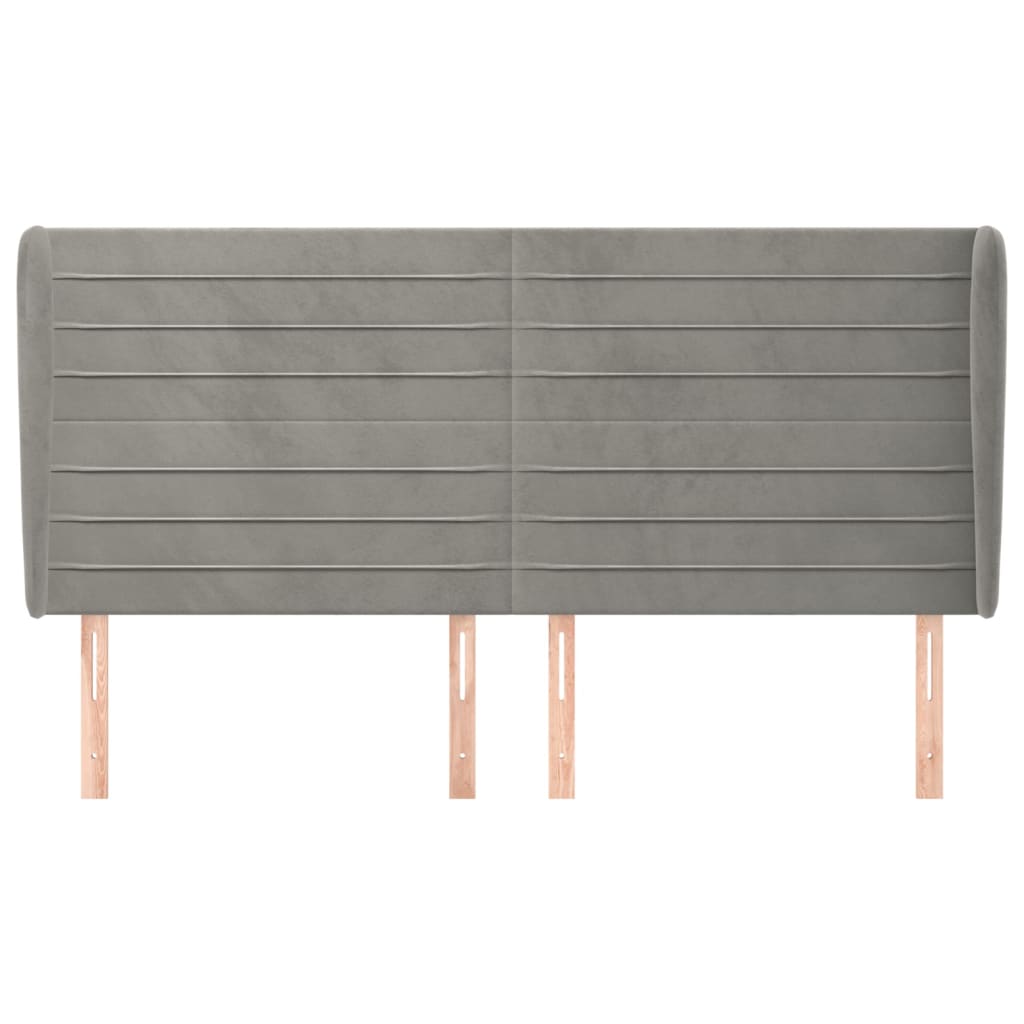 sengegavl med kanter 203x23x118/128 cm fløjl lysegrå