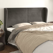 sengegavl med kanter 203x23x118/128 cm fløjl mørkegrå