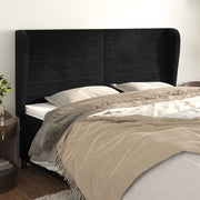 sengegavl med kanter 203x23x118/128 cm fløjl sort