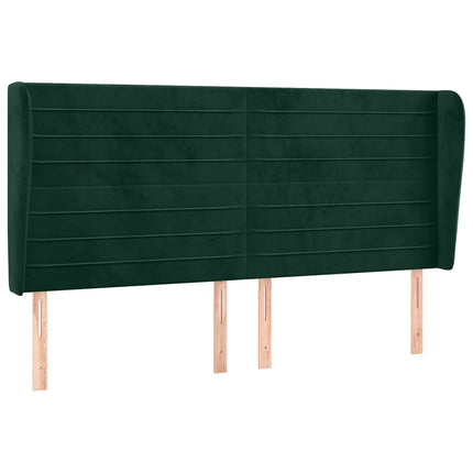 sengegavl med kanter 203x23x118/128 cm fløjl mørkegrøn