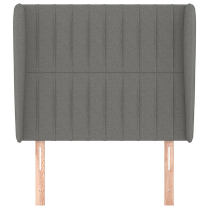 sengegavl med kanter 83x23x118/128 cm stof mørkegrå