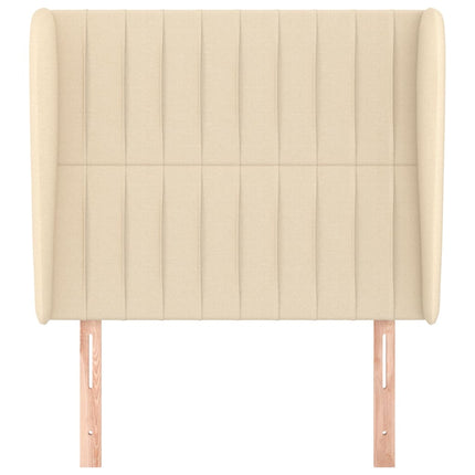 sengegavl med kanter 83x23x118/128 cm stof cremefarvet
