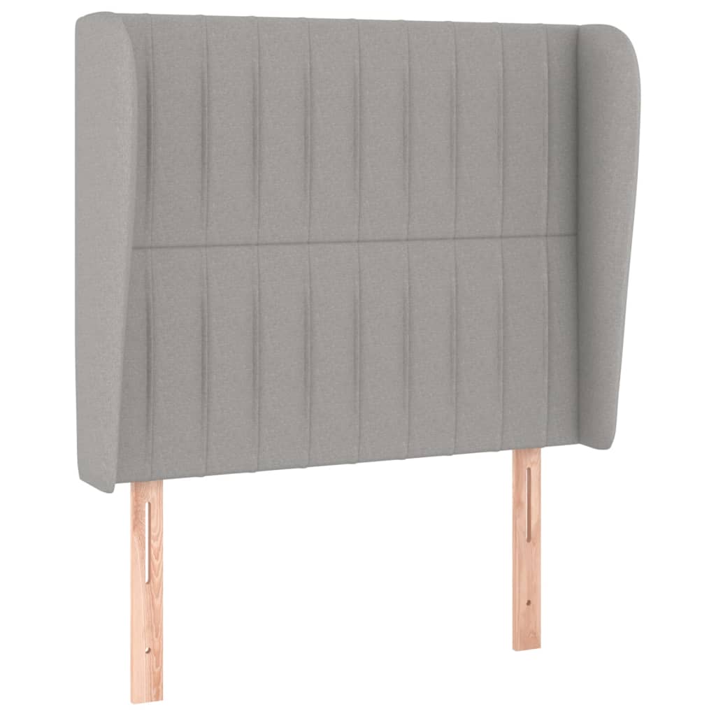 sengegavl med kanter 93x23x118/128 cm stof lysegrå