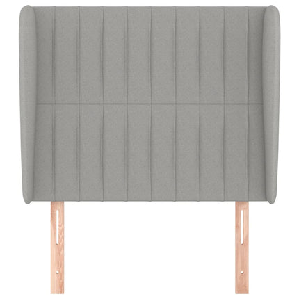 sengegavl med kanter 93x23x118/128 cm stof lysegrå