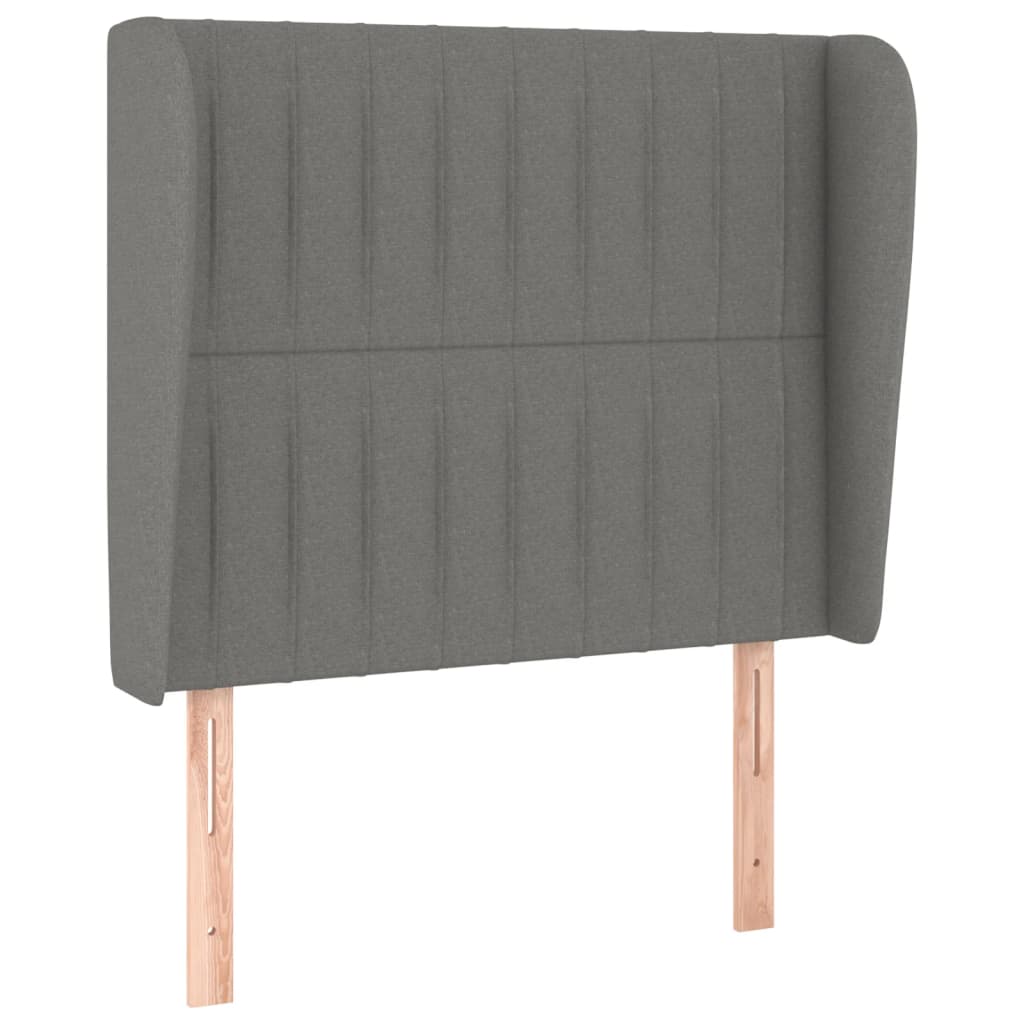 sengegavl med kanter 93x23x118/128 cm stof mørkegrå