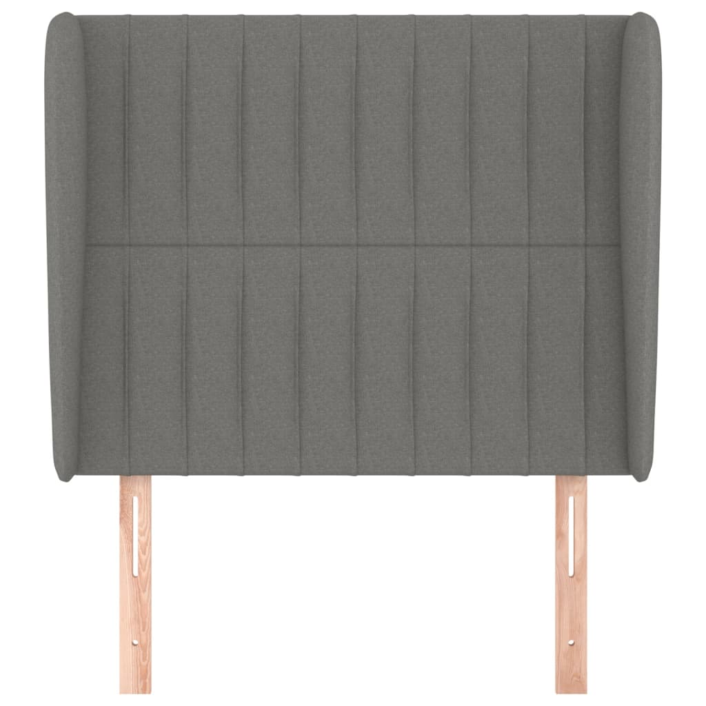 sengegavl med kanter 93x23x118/128 cm stof mørkegrå