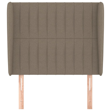 sengegavl med kanter 93x23x118/128 cm stof gråbrun