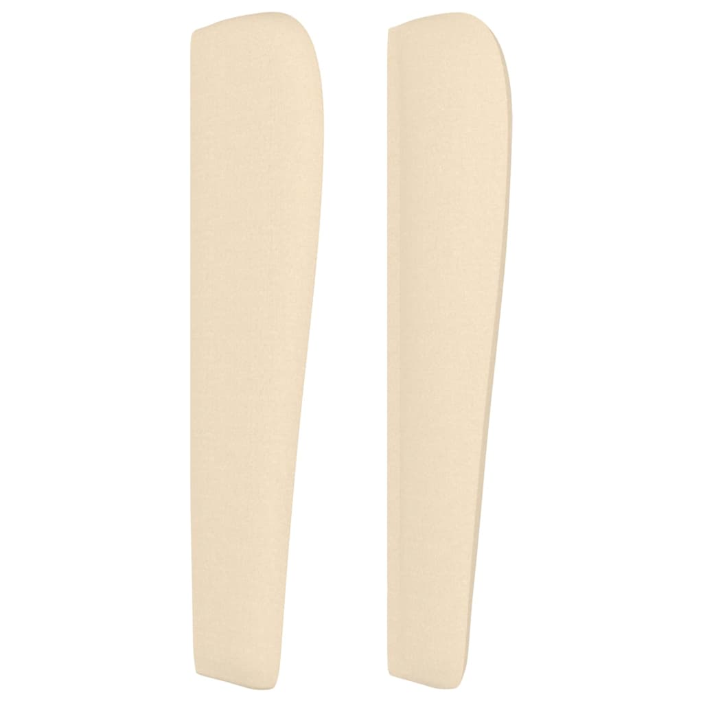 sengegavl med kanter 93x23x118/128 cm stof cremefarvet