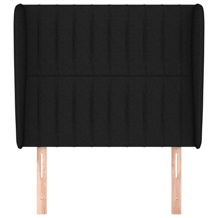 sengegavl med kanter 103x23x118/128 cm stof sort