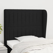 sengegavl med kanter 103x23x118/128 cm stof sort
