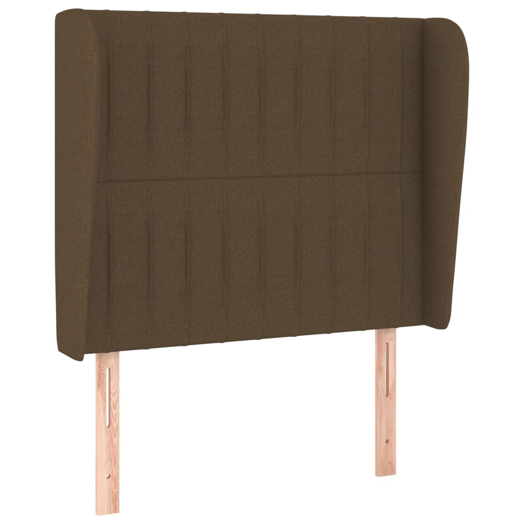 sengegavl med kanter 103x23x118/128 cm stof mørkebrun