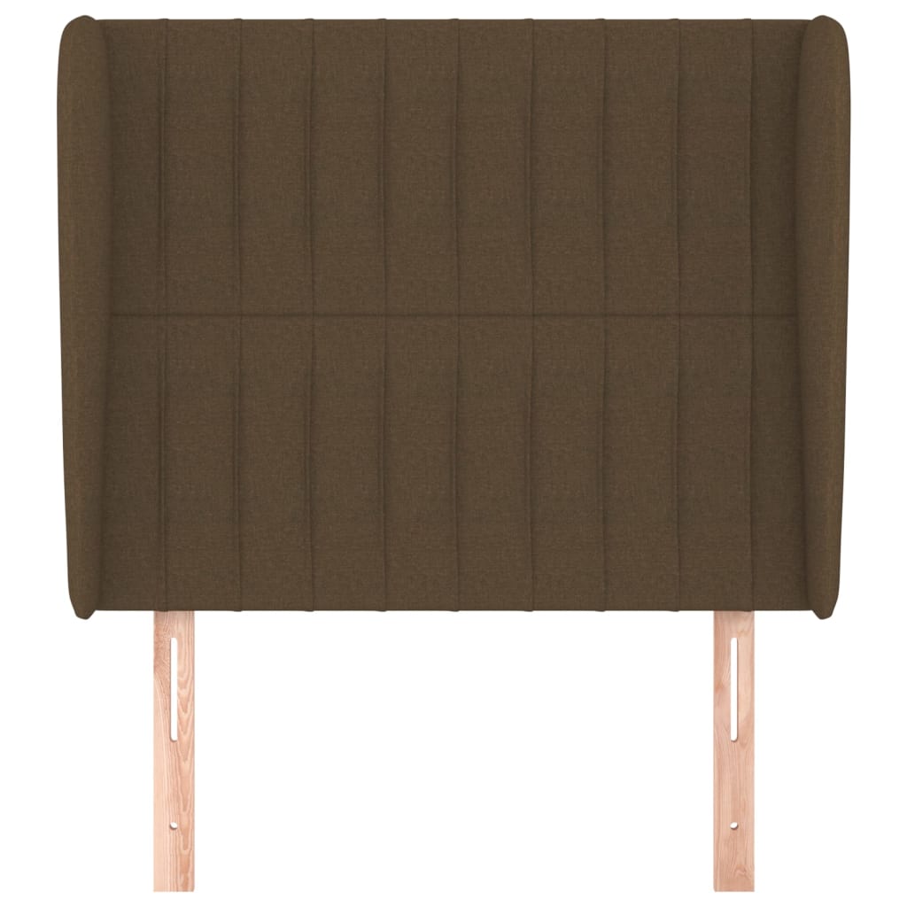 sengegavl med kanter 103x23x118/128 cm stof mørkebrun