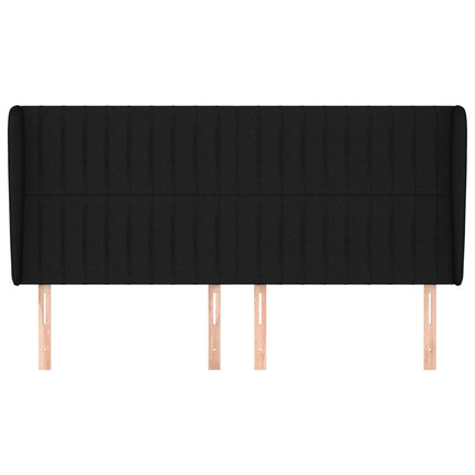 sengegavl med kanter 163x23x118/128 cm stof sort
