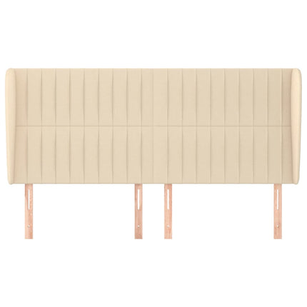 sengegavl med kanter 163x23x118/128 cm stof cremefarvet