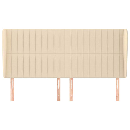 sengegavl med kanter 183x23x118/128 cm stof cremefarvet