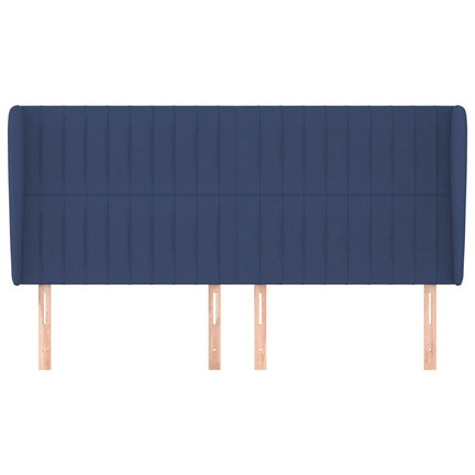 sengegavl med kanter 183x23x118/128 cm stof blå