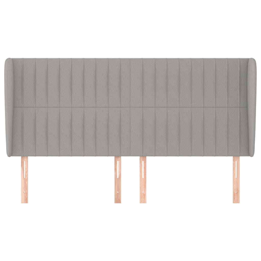sengegavl med kanter 203x23x118/128 cm stof lysegrå