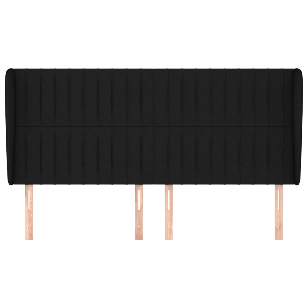 sengegavl med kanter 203x23x118/128 cm stof sort