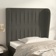 sengegavl med kanter 83x23x118/128 cm fløjl mørkegrå